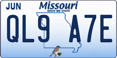 MO license plate QL9A7E