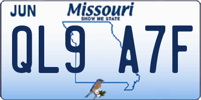 MO license plate QL9A7F