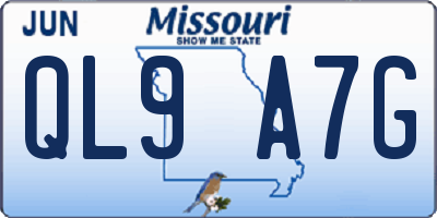 MO license plate QL9A7G