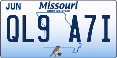 MO license plate QL9A7I