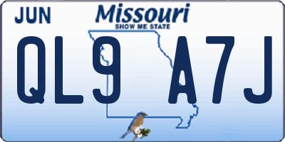 MO license plate QL9A7J