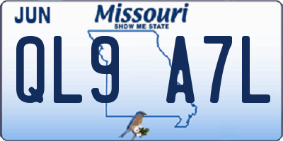 MO license plate QL9A7L