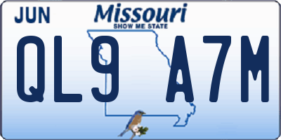 MO license plate QL9A7M