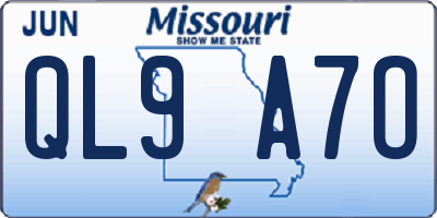 MO license plate QL9A7O