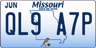 MO license plate QL9A7P