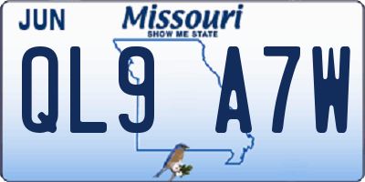 MO license plate QL9A7W