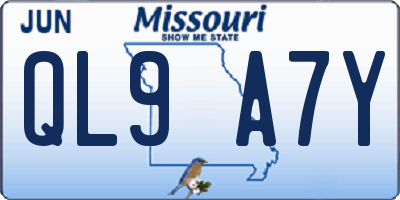 MO license plate QL9A7Y