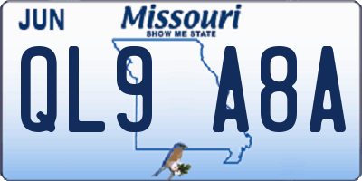 MO license plate QL9A8A