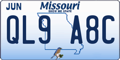 MO license plate QL9A8C