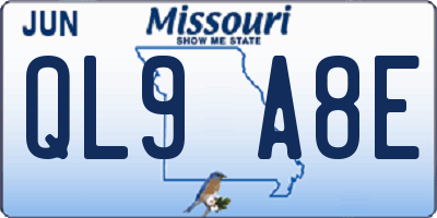 MO license plate QL9A8E