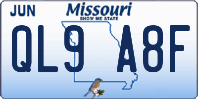 MO license plate QL9A8F