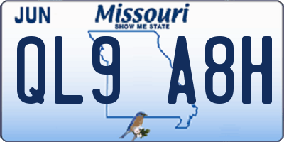 MO license plate QL9A8H