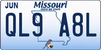 MO license plate QL9A8L