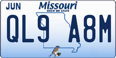 MO license plate QL9A8M