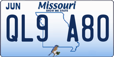 MO license plate QL9A8O
