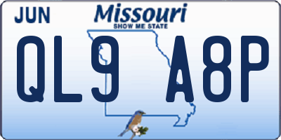 MO license plate QL9A8P