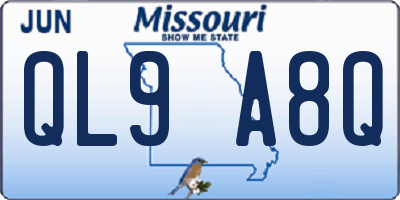 MO license plate QL9A8Q