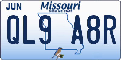 MO license plate QL9A8R