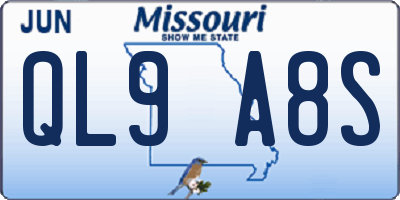 MO license plate QL9A8S