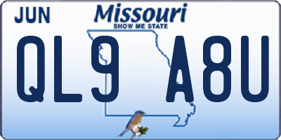 MO license plate QL9A8U