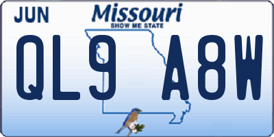MO license plate QL9A8W