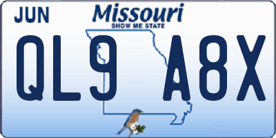 MO license plate QL9A8X