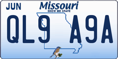 MO license plate QL9A9A