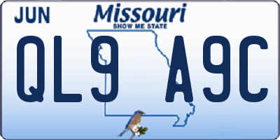 MO license plate QL9A9C