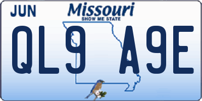 MO license plate QL9A9E
