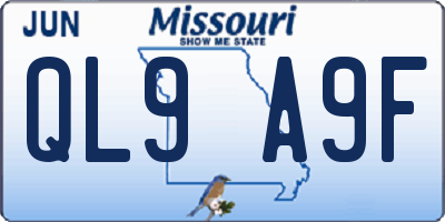 MO license plate QL9A9F