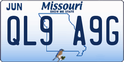 MO license plate QL9A9G