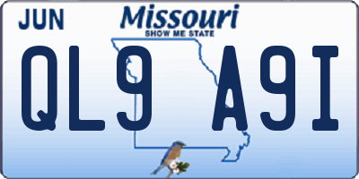 MO license plate QL9A9I