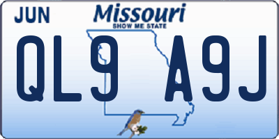 MO license plate QL9A9J
