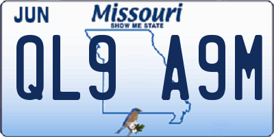 MO license plate QL9A9M