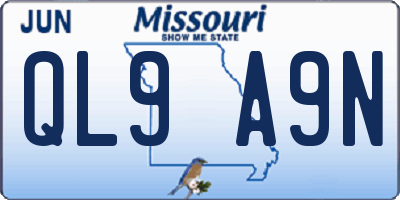 MO license plate QL9A9N