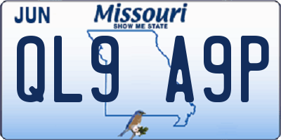 MO license plate QL9A9P