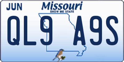 MO license plate QL9A9S