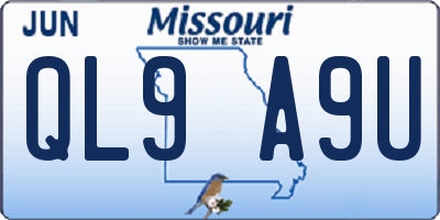 MO license plate QL9A9U