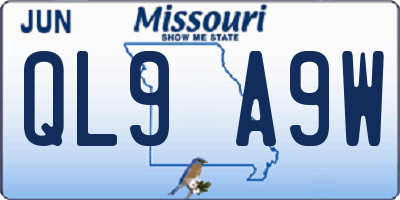 MO license plate QL9A9W