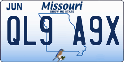 MO license plate QL9A9X