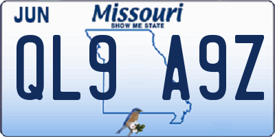 MO license plate QL9A9Z