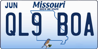 MO license plate QL9B0A