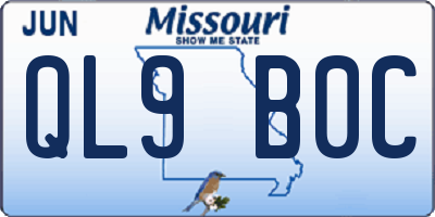 MO license plate QL9B0C