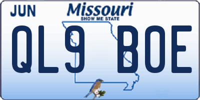 MO license plate QL9B0E