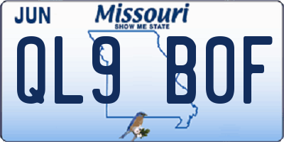 MO license plate QL9B0F