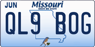 MO license plate QL9B0G