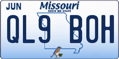 MO license plate QL9B0H