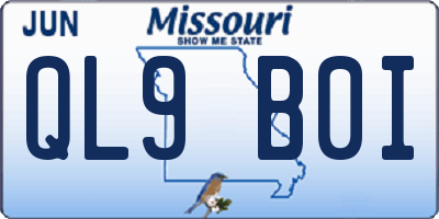 MO license plate QL9B0I