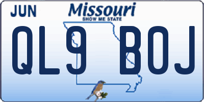 MO license plate QL9B0J