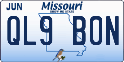 MO license plate QL9B0N